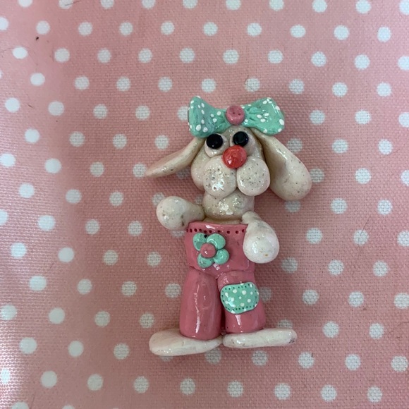 Handcrafted; Easter Bunny; Mint Green; Ooak;Magnet - Picture 3 of 9